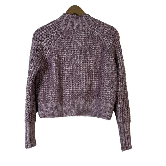 SO Textured Knit Mock Neck Cropped Sweater Womens M Lilac Purple Scandinavian - Picture 4 of 5